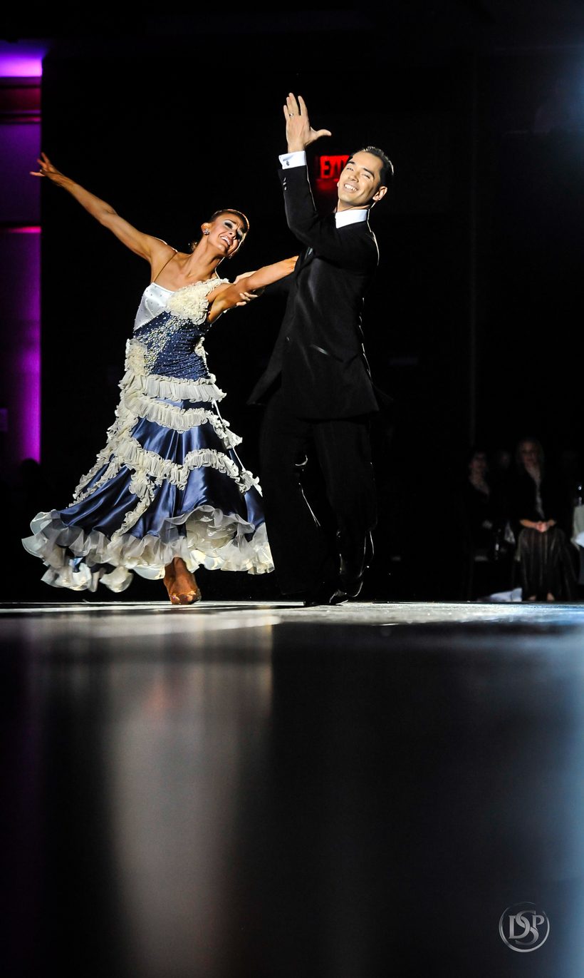 Michael Choi and Erin Marie mid-performance in American Smooth